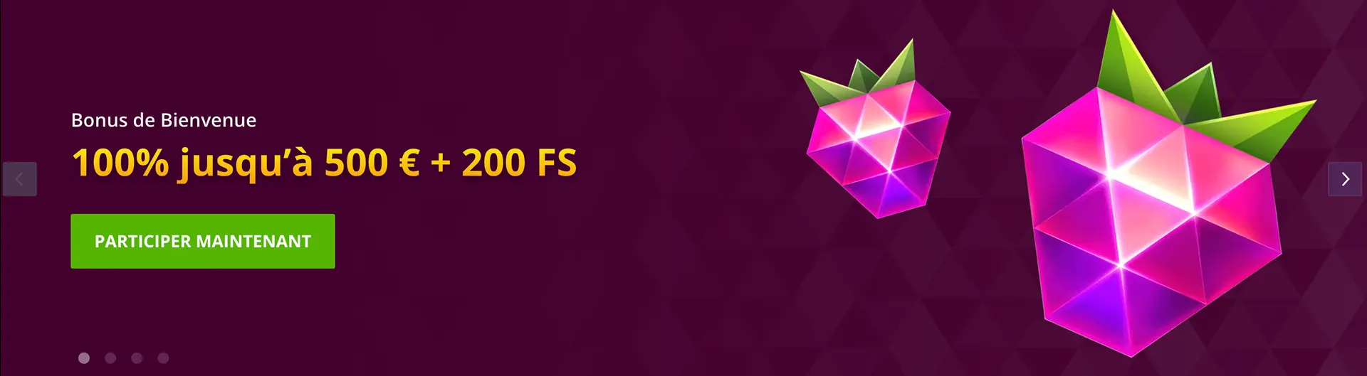 Interfaz de Malina Casino mostrando bonos y juegos